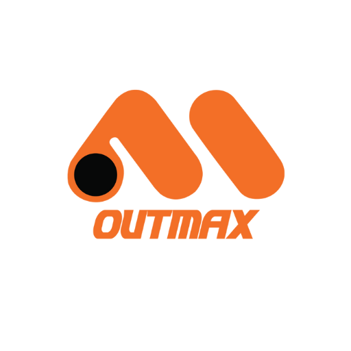 Outmax logo with orange and black design on a white background
